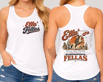 Ella' Fellas Racerback Tank Top Western Country Concert Graphic V-Neck  Tee Cowboy Shirt