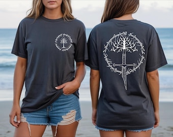 Fantasy Tree Sword Shirt, Mythical Warrior Symbol Design, Ancient Language Graphic