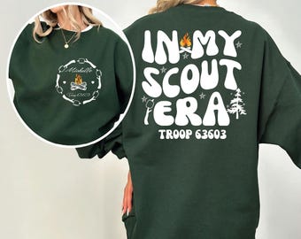 In My Scout Era Sweatshirt, Custom Heart Scout Era Sweater, Matching Troop Sweater, Personalized with Troop Number and Name Scout Hoodie