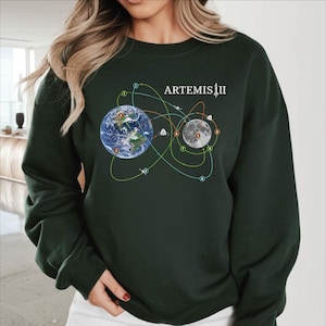 Artemis II Flight Path Sweatshirt, Orbital Map Hood, Space Engineering Gift, STEM