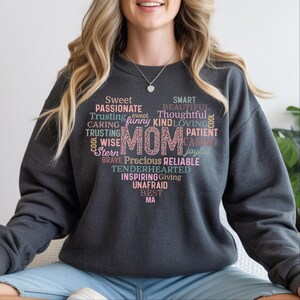 Mom Heart Word Cloud Sweatshirt, Leopard Print Mommy Hoodie, Meaningful Mothers Day
