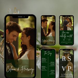 Wedding Video Invitation Template, Animated Wedding Invitation with RSVP, Program, Add Your Own Photos, Videos, Music, Edit on Canva