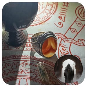 Amulet Lucky Charms Talisman Ring Stone Double Jenong Junder Agate Magical Powerful Anti Voodoo Angel Ruhani Khodam
