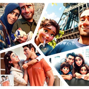 Custom 3D Pixar-Style Caricature  Personalized Digital Art  Up to 4 People  Unique Gift