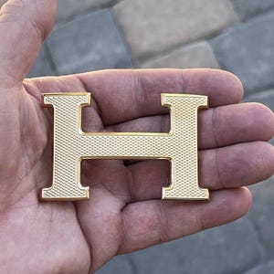 Vintage Hermes 38MM Gold Guilloche Belt Buckle