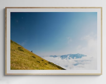 Stampa artistica di mountain bike: avventura tra le nuvole