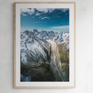 Snow-Covered Mountain Range with Glacial Valley | Majestic Alpine Landscape Photography