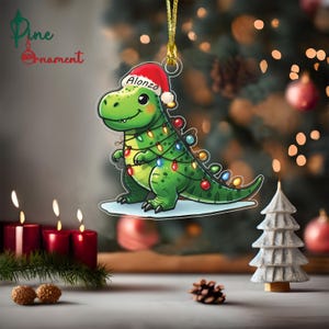Customized Name Tree Rex Funny Dinasour Christmas Ornament, T-rex Christmas Ornaments,Baby Trex Tree Decor Christmas Ornament, Keepsake Gift