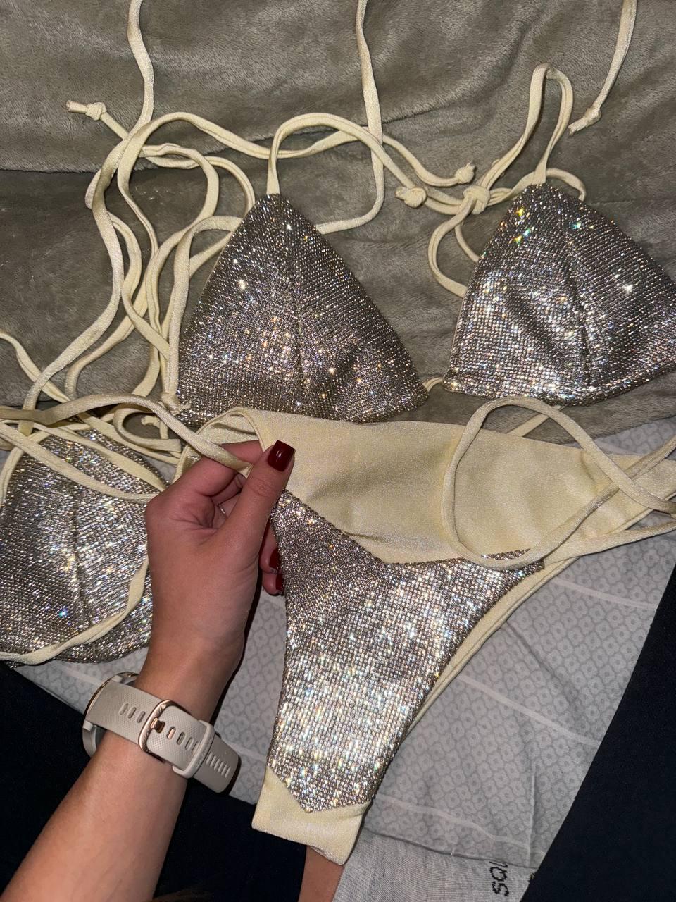 グリッタースワロフスキービキニ！ Sparkling Swimsuit Rhinestone Bikini Shiny Swimsuit Lingerie