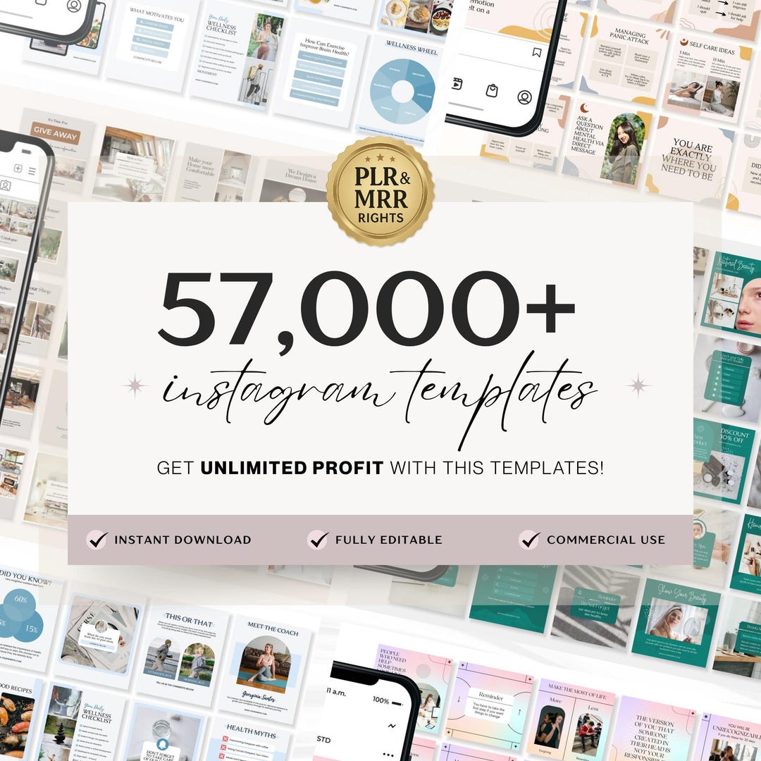 Instagram Canva Templates Pack, Social Media Posts, Mrr Plr, Passive ...