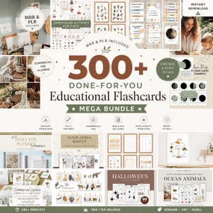 Peut inclure: Un méga lot numérique de plus de 300 cartes éducatives et modèles d'activités sur des thèmes variés comme Noël, les phases lunaires, la nature, Halloween et les animaux marins, présentés sous forme de fichiers imprimables modifiables.