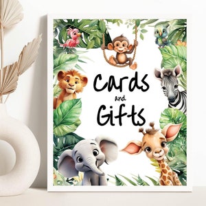 Cartello di compleanno con animali della giungla, cartello modificabile con animali del safari stampabile da 8 x 10 pollici, cartello con cuccioli di animali selvatici, cartello con animali africani SA01CAGS8x10