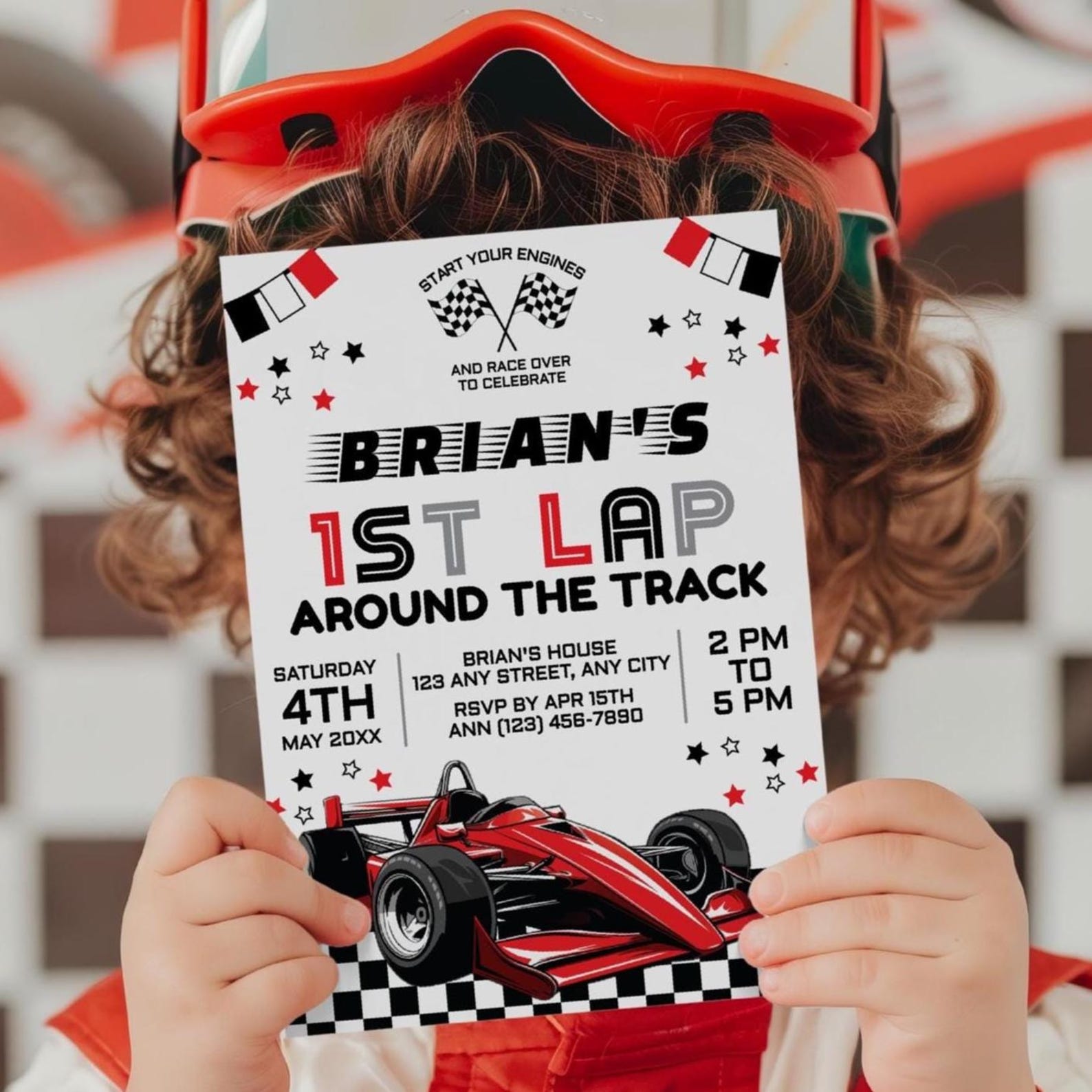 Invitations In Racing Example Racecar Birthday Invitation, Editable Printable Racing Invite Digital ...