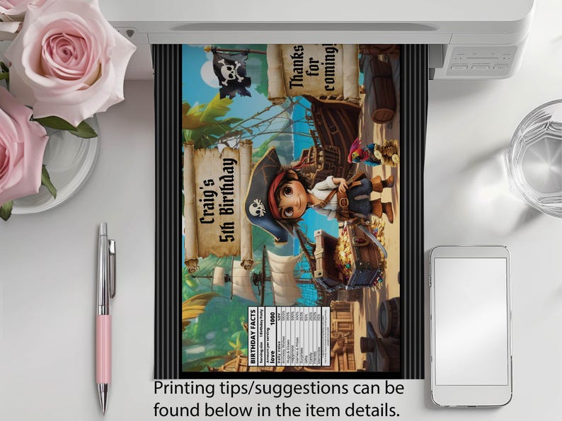 Treasure Wrapper Pirate Chip Bag Editable Printable Boy Favor Digital Template Black ...