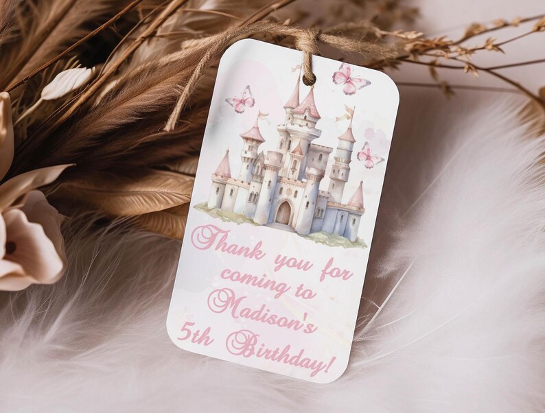 Vip Princess Tag Princess Favor Tag Editable Printable Girl Template Pink Gold Fairy ...