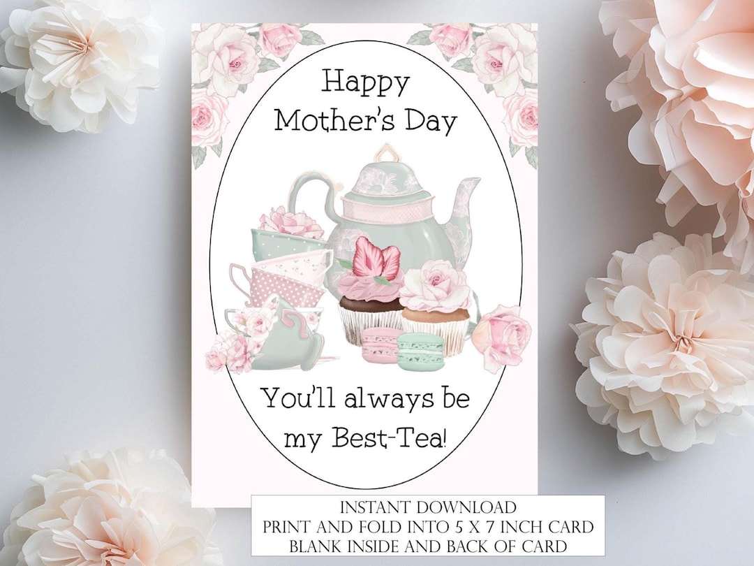 Printable Mothers Day Card Afternoon Tea Mothers Day Card Instant ...