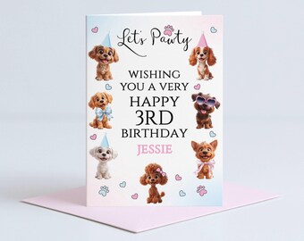 Puppy Birthday Card, Editable Printable Dog Bday Card Digital Template, Lets Pawty Greeting Card PLP1BC