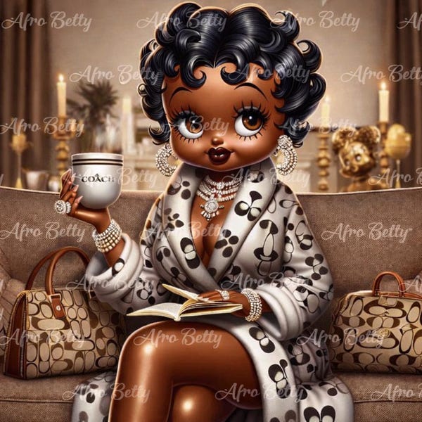 Afro Betty Coffee Mug PNG | African American Betty Boop Style (Digital Download)