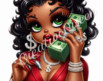 AfroBetty Boop Money Queen PNG
