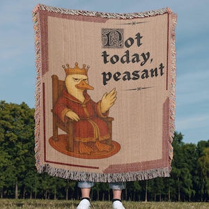 Quirky Medieval Goose Woven Cotton Tapestry Weird Medieval Throw Blanket Sarcastic Goose Meme Wall Tapestry Bookish Witchy Home Decore Gift