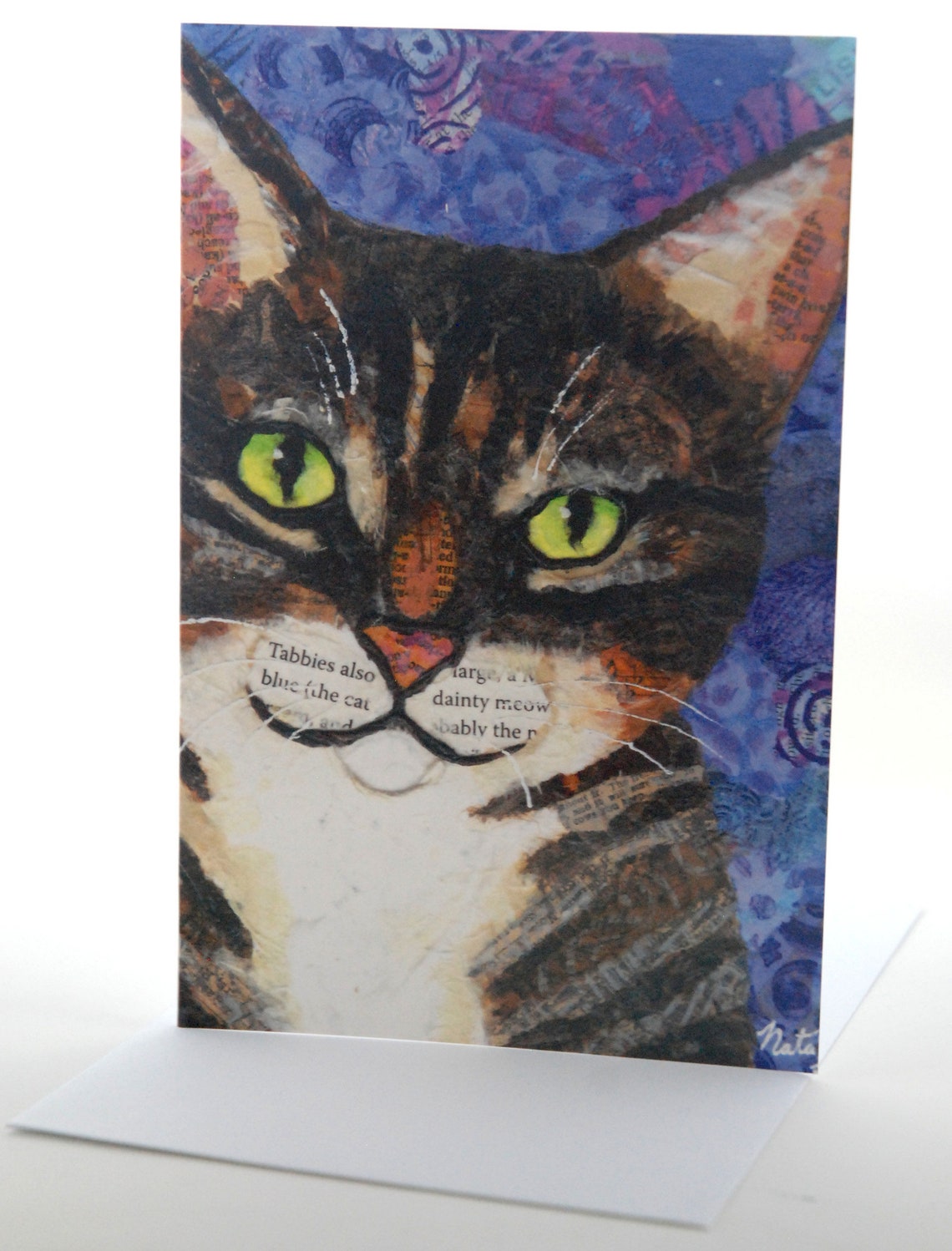 Greeting Cards Set of 4 Cat Art Cards Tabby Cat Greeting Etsy
