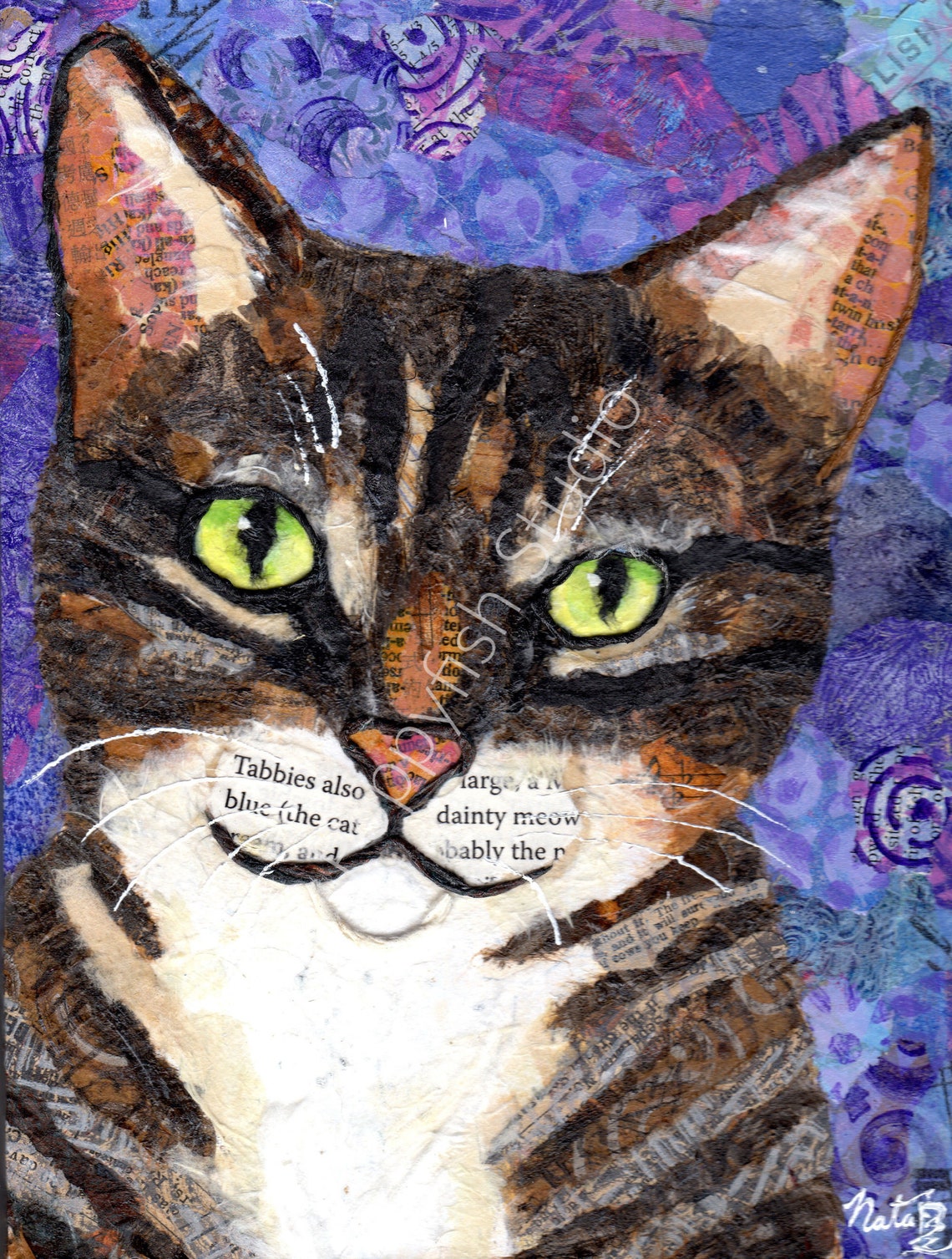Greeting Cards Set of 4 Cat Art Cards Tabby Cat Greeting Etsy