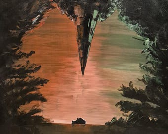 Cosmic Corvid | Original Acrylic Painting Landscape