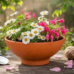Handmade Terracotta Bowl – Rustic Clay Serving Dish – 26cm & 36cm | Mediterranean Style Bowl | Earthenware Kitchen Decor | Eco-Friendly