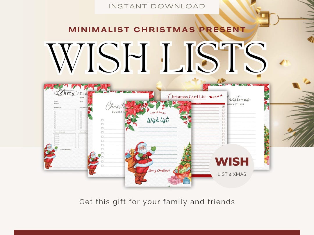 Christmas Wish List Printable | Dear Santa Letter | Holiday Kids Christmas List | Printable ...