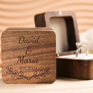 Custom Wooden Ring Box, Personalized Wedding Ring Box, Proposal Holder Bridal, Gift for Her, Ring Box Proposal, Anniversary Gift