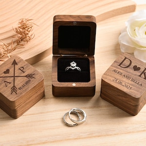 Personalized Walnut Ring Box: Engraved Wedding Proposal Gift