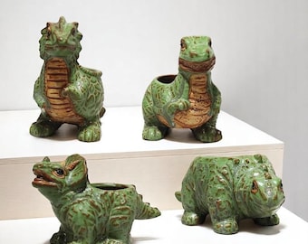 Macetas de cerámica con forma de dinosaurio para suculentas, macetas creativas con forma de dinosaurio, mini macetas de interior, decoración para el hogar, estanterías