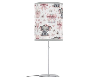 Elephant Nursery Lamp: Pink Bows, Girly Baby Room Decor (US/CA Plug)