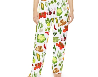 Pantalones de pijama con estampado vegetal: ropa de estar por casa cómoda para mujer