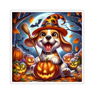 Halloween Aufkleber, süße Welpen-Aufkleber, saisonale Aufkleber, Haustier-Liebhaber-Dekor, Oktober-Trick-or-Treat-Accessoires