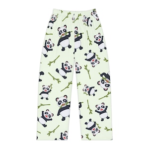 Damespyjamabroek met schattige pandaprint, gezellige nachtkleding, loungewear dierenvriend cadeau, loungebroek voor ontspanning, leuk cadeau voor haar