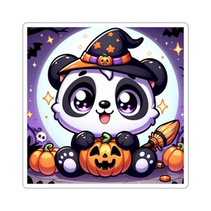 Pegatinas troqueladas de panda para Halloween, adorables diseños de panda, decoración de otoño, pegatinas de calabaza, recuerdos de fiesta de octubre, regalos para amantes de las mascotas.