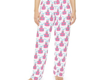 Pantalones de pijama con delantal retro rosa