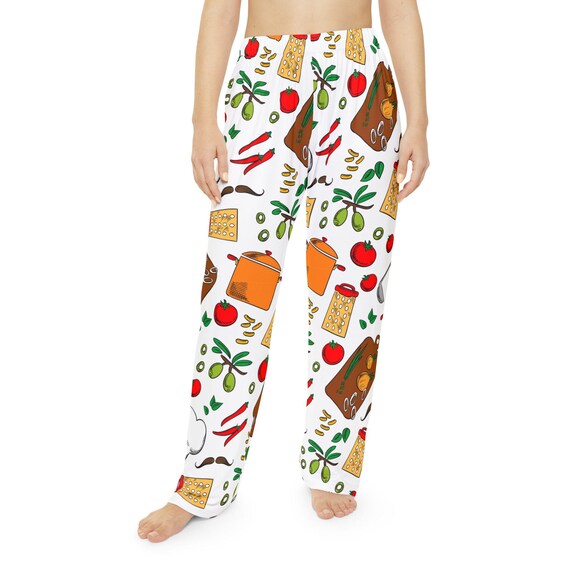 Culinary Print Pajama Pants: Women's Foodie Sleepwear