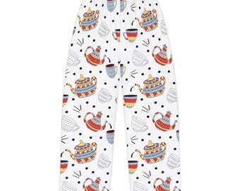 Whimsical Tea Party Women's Pajama Pants, Cozy Sleepwear, Fun Loungewear, Gifts for Tea Lovers, Tea Kettles