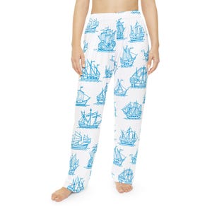 Nautische zeilboten damespyjamabroek, ontspannende nachtkleding, ideaal voor nautische liefhebbers, zomernachten, bootliefhebbers cadeau, gezellige loungewear