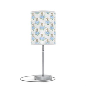 Floral Teddy Bear Lamp: Whimsical Blue Nursery Decor nursery