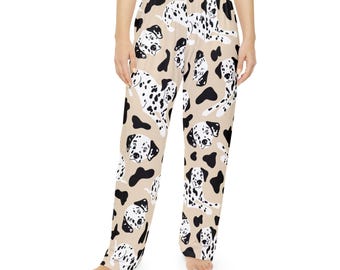 Pantaloni del pigiama con stampa dalmata: abbigliamento da casa in poliestere da donna