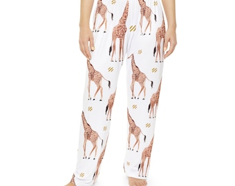 Pantalones de pijama con estampado de jirafa en acuarela / Pantalones de estar por casa con estampado integral