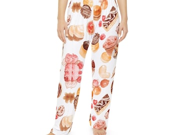 Pastries Print Pajama Pants | Dessert Pattern Lounge Bottoms