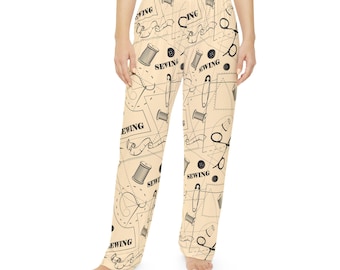 Pyjamabroek met naaithema: gezellige loungekleding van polyester voor dames
