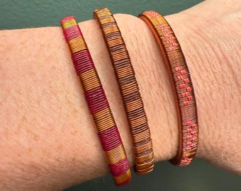 Wounaan Thin Woven Copper Bracelet | Colombian Werregue Jewelry