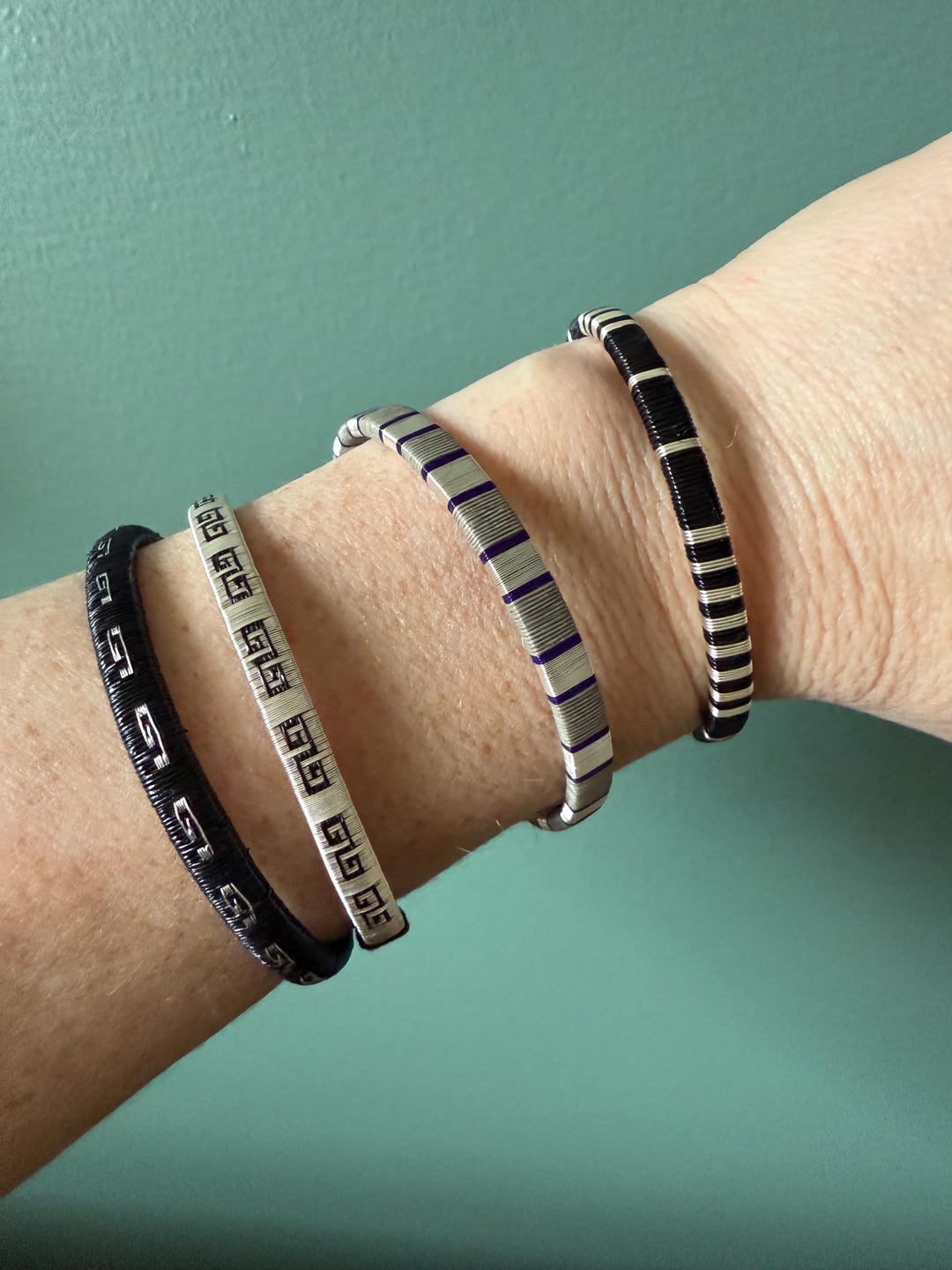 Wounaan werregue silver and palm fiber bangles, as listed on Etsy