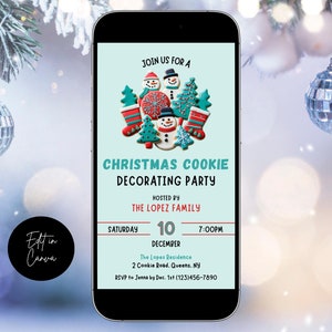 Editierbare Weihnachtsplätzchen Dekorieren Party Einladung | Urlaub Party einladen, Cookie Dekorieren Party, digitaler Download, bearbeitbare Vorlage