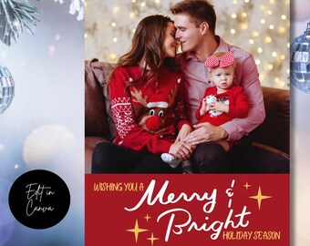 Anpassbare Weihnachtsfotokarten-Vorlage | Familien Weihnachtskarte (Digitaler Download)